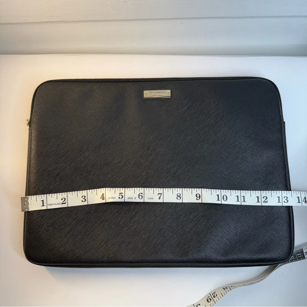 Kate Spade Black Laptop Sleeve 13” MacBook Case Gold Plaque Zip